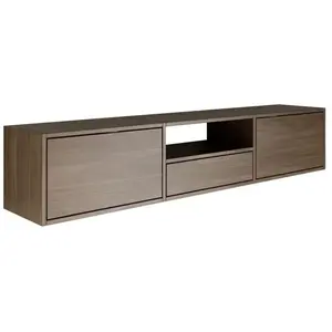 SELSEY Meuble TV avec 3 abattants et une étagère FRAMME aspect noy... pas cher