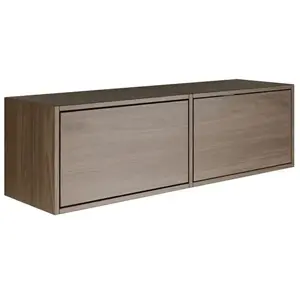 SELSEY Meuble TV avec 2 abattants FRAMME aspect noyer 100 cm pas cher