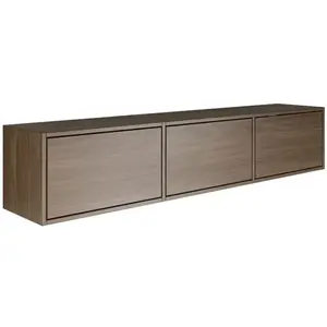 SELSEY Meuble TV avec 3 abattants   FRAMME   aspect noyer   150 cm pas cher