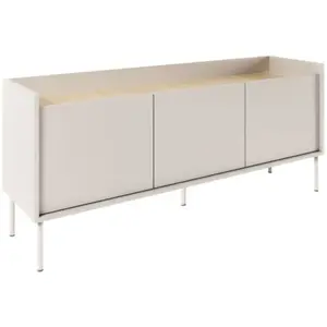 SELSEY Meuble TV 3 portes   TOVI   cachemire / couleur chêne Lindberg  140 cm pas cher