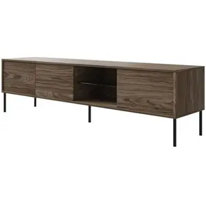 SELSEY Meuble TV 3 portes avec LED   MODITY   couleur noyer   175 cm pas cher