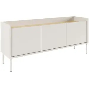SELSEY Meuble TV 3 portes   TOVI   blanc / couleur chêne linberg  140 cm pas cher