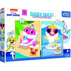 Trefl Primo - Baby Shark, La journée joyeuse de requin - 4en1 : Puzzle 2x10 Grands Eléments, Deux Pages à Colorier au Dos, Puzzle Coloré avec Personnages du Conte de Fées pas cher
