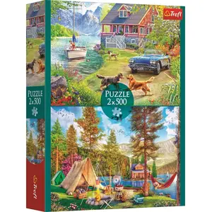 Trefl Summertime relax 2x500 Piece Jigsaw Puzzle 19"x13" Print, DIY Puzzle, Creative Fun, Classic Puzzle for Adults and Children from 12 Years Old pas cher