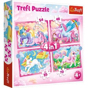 Trefl puzzelset unicorns en magie - 4in1 puzzelplezier voor kinderen. pas cher