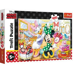 Trefl, Puzzle, Minnie dans un salon de beauté, Disney Minnie, 100 Pièces, pour les Enfants à partir de 5 ans