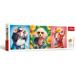 Trefl-Défilée de Mode, édition Chien-Puzzle panoramique 500 éléments-Puzzle Amusant pour Les Amoureux des Animaux, Portraits de Chiens, Puzzles pour Adultes et Enfants à partir de 10 Ans. pas cher