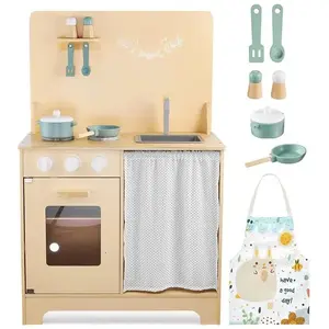 Mamabrum Cuisine Enfant en Bois Eclairage LED H 86 x 55 x 29,5 CM Tabl... pas cher