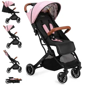 Poussette bébé citadine ultra compacte MOMI Estelle - De 0 à 36 mois - Jusqu'à 15kg - Rose