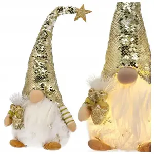 Grote kerstkabouter gnoom 47 cm kerstman wit met verlichting JUMIhome pas cher