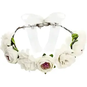 PartyDeco Party-Decoration Krans - Bloemenkroon Wit vrijgezellen feest bruidsmeisjes bride to be pas cher