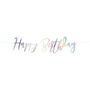 PartyDeco Verjaardag Slinger Happy Birthday Zilver 62cm pas cher