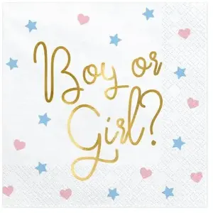 PartyDeco Lot de 20 serviettes Boy or Girl? (33 x 33 cm) pas cher