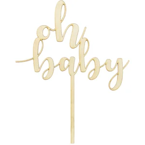 PartyDeco Cake topper en bois oh baby 13,5 x 17 cm pas cher