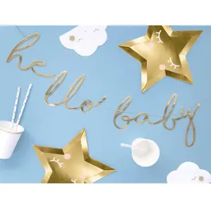 PartyDeco Party Deco Bannière Petite étoile Hello Baby or (18 x 70 cm) pas cher