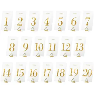 PartyDeco NO NAME x20 Marque table mariage transparent écriture or de 1 à 20 pas cher