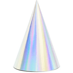 Partydeco 6 CHAPEAUX FÊTE CARTON CÔNE 17.5CM IRIDESENT pas cher