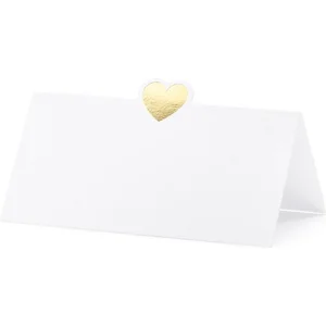 PartyDeco 10 MARQUE-PLACES BLANC CUR OR 10X5CM pas cher