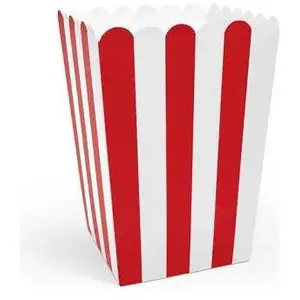 PARTYDECO - 6 rood-witte kartonnen popcorndozen 7 x 12,5 cm pas cher