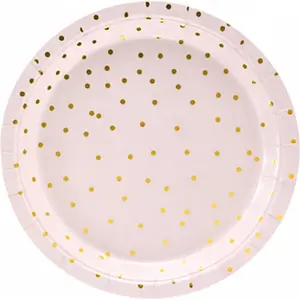 Party-Decoration Partydeco - Borden Polka Dots Gold (6 stuks) pas cher