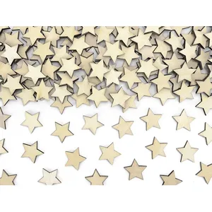 Partydeco 50 CONFETTIS BOIS ÉTOILES 2X2CM NATURE pas cher