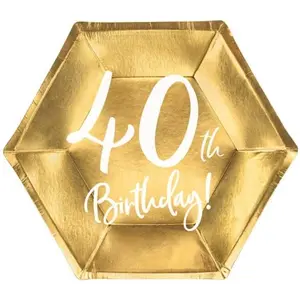 Partydeco Assiettes 40 ans en Or pas cher