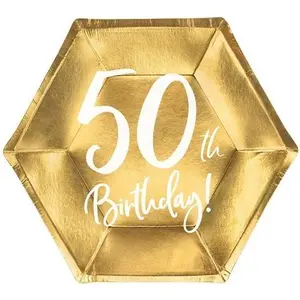 Partydeco Assiette 50 ans en or pas cher
