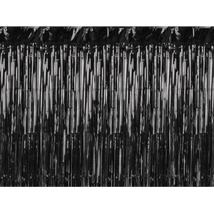 PartyDeco Folie deurgordijn/feestgordijn - zwart - 90 x 250 cm pas cher