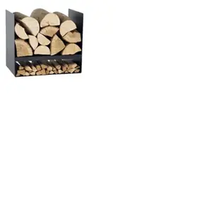 FARMCOOK Rack à bûches HAZO en acier noir avec dossier 45x30x40 cm 30 pas cher