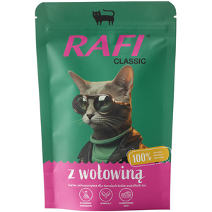 10x100g Boeuf Rafi Cat Classic nourriture humide pour chats pas cher