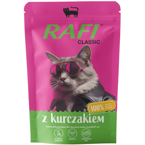 10x100g poulet Rafi Cat Classic nourriture humide pour chats pas cher