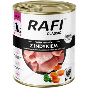 12x800g Rafi Dog Classic Dinde nourriture pour chiens pas cher