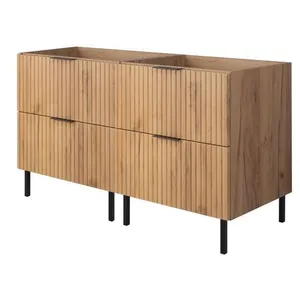 FURNIDEA Meuble Sous Double Vasque Sur Pieds Flow Chêne Craft 120 Cm pas cher
