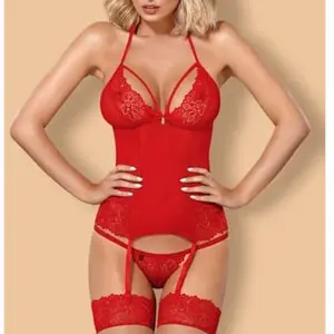 Obsessive Guêpière Kalicia - Rouge rouge S/M pas cher