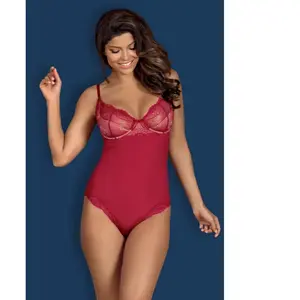 Obsessive Rosalyne Teddy - Erotische Body - Maat S/M - Rood pas cher