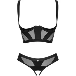 Obsessive - Chic Amoria Tweedelige Open Set - Zwart | Lingerie Set | pas cher
