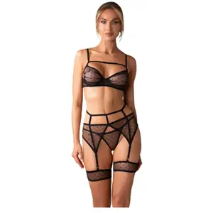 Obsessive - Nuites 3 Pcs Set Lingerie set - S/M - ZwartVendu parbol