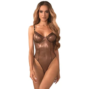Obsessive Soranna Crotchless Teddy Brown pas cher