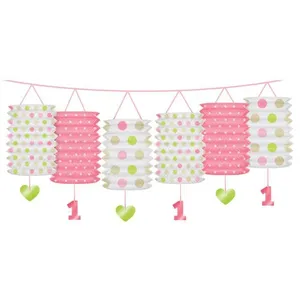 PARTYDECO Guirlande lanterne 1er anniversaire fille pas cher
