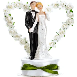 PARTYDECO Couple de mariés dans cur blanc 16 cm pas cher