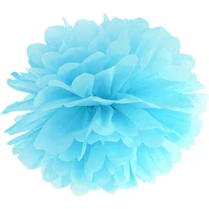 PARTYDECO - Hemelsblauwe papieren hangende pompon 25 cm pas cher