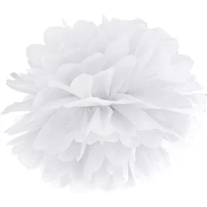 PartyDeco POMPON PAPIER SOIE BLANC 25CM pas cher