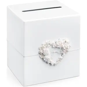 PARTYDECO Urne blanche avec coeur de roses pas cher