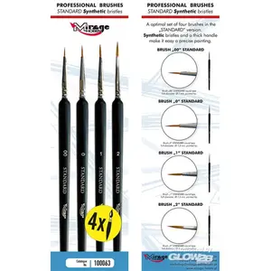 Mirage Hobby MIRAGE BRUSH SET of Standard of 4 brushes in sizes:00, 0, 1, 2 (hair:synthetic pas cher