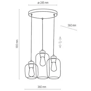 EULUNA Suspension Marco Brown 3 Lampes Transparente/Brune