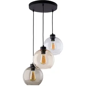 EULUNA Suspension Cubus 3 Lampes, Transparente/Miel/Brune