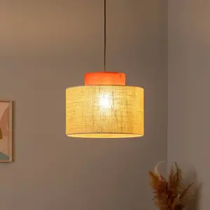 Duo Juta Bruin Hanglamp E27 Modern Boho Scandi-Eco 2785 TK Lighting pas cher