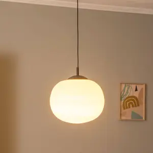 VIBE Hanglamp Glas Wit 35cm E27 Zwart Metaal pas cher