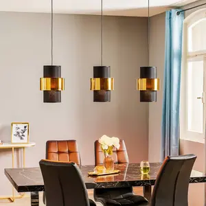 TK Lighting Calisto Hanglamp Zwart Goud E27 3 lichtpunten