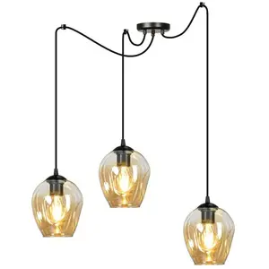 Plafonnier suspendu Emibig LEVEL en verre noir avec abat-jour en verre... pas cher